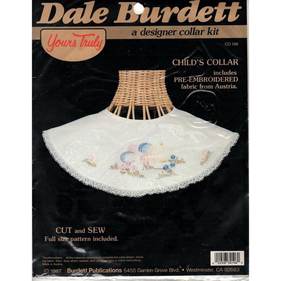 Dale Burdett Designer Collar Kit Embroidered Child's Collar Vintage 1987 - Picture 1 of 1